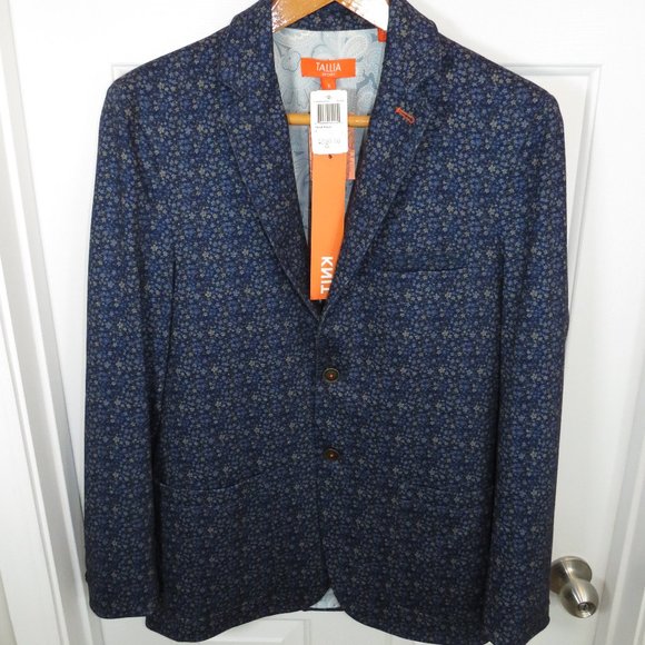 TALLIA Other - Mens Tallia Sport Blue Black Floral Performance Stretch Small Blazer Jacket 38